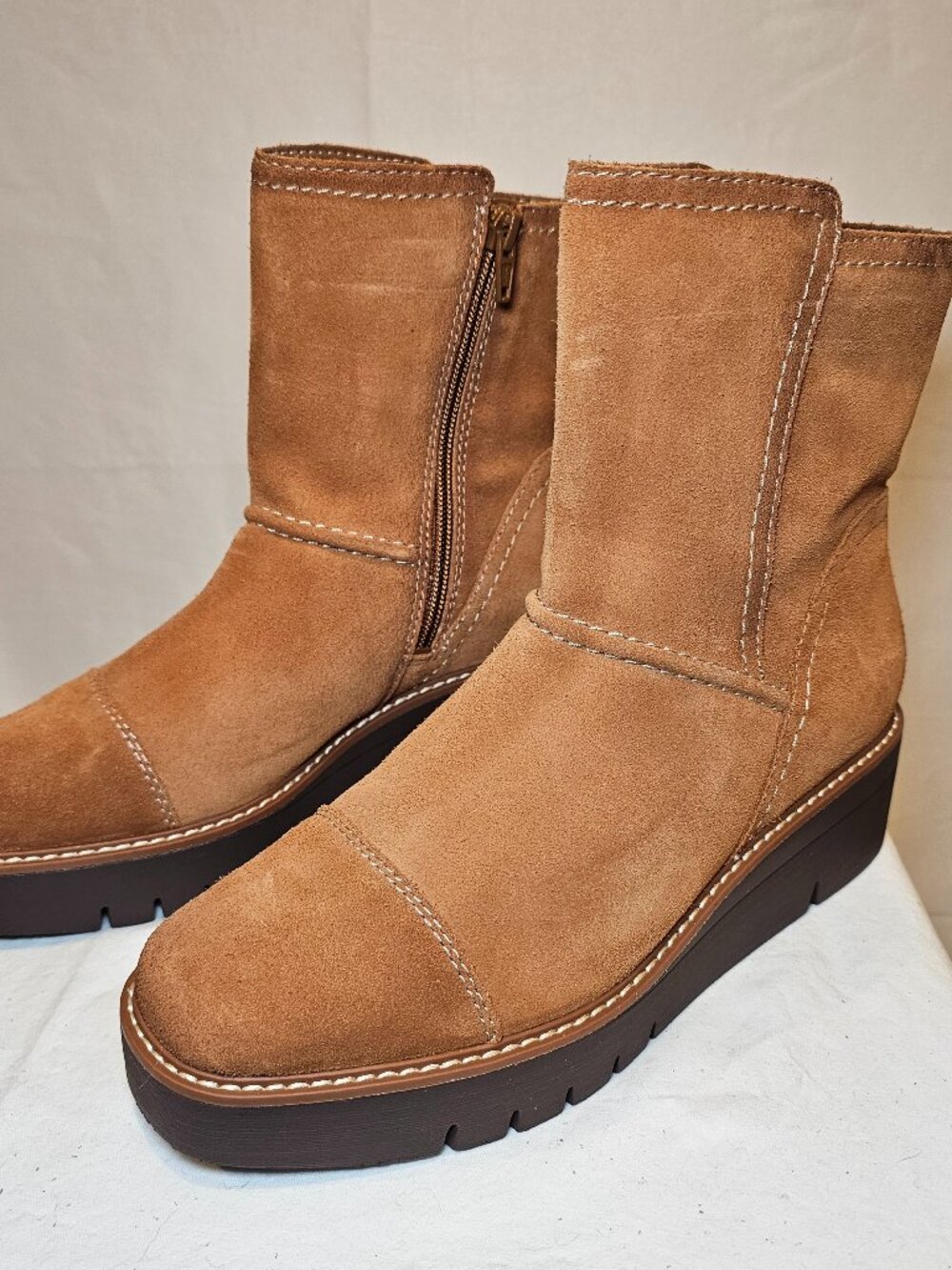 Naturalizer Women's Brown Suede Wedge Platform Ankle Boots Size 8